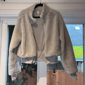 ALO Yoga Light Gray Teddy Jacket